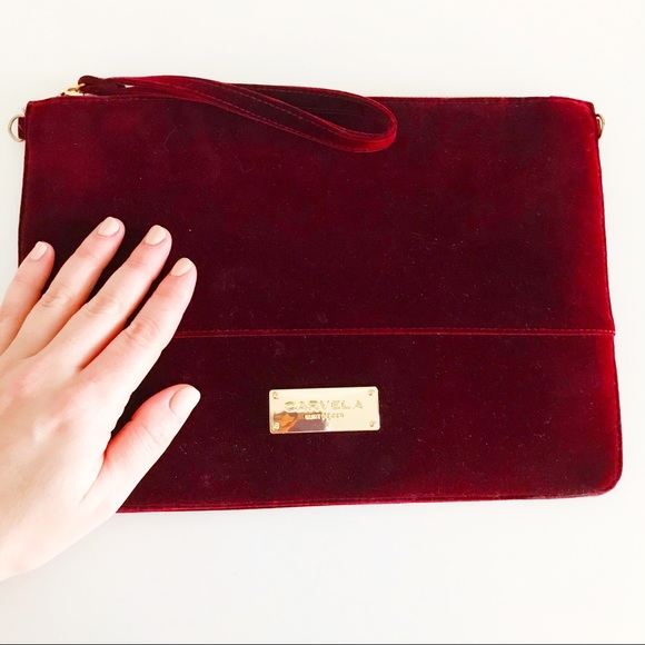 ASOS Carvela Velvet Pouch Clutch Bag w Gold Chain - Picture 4 of 8